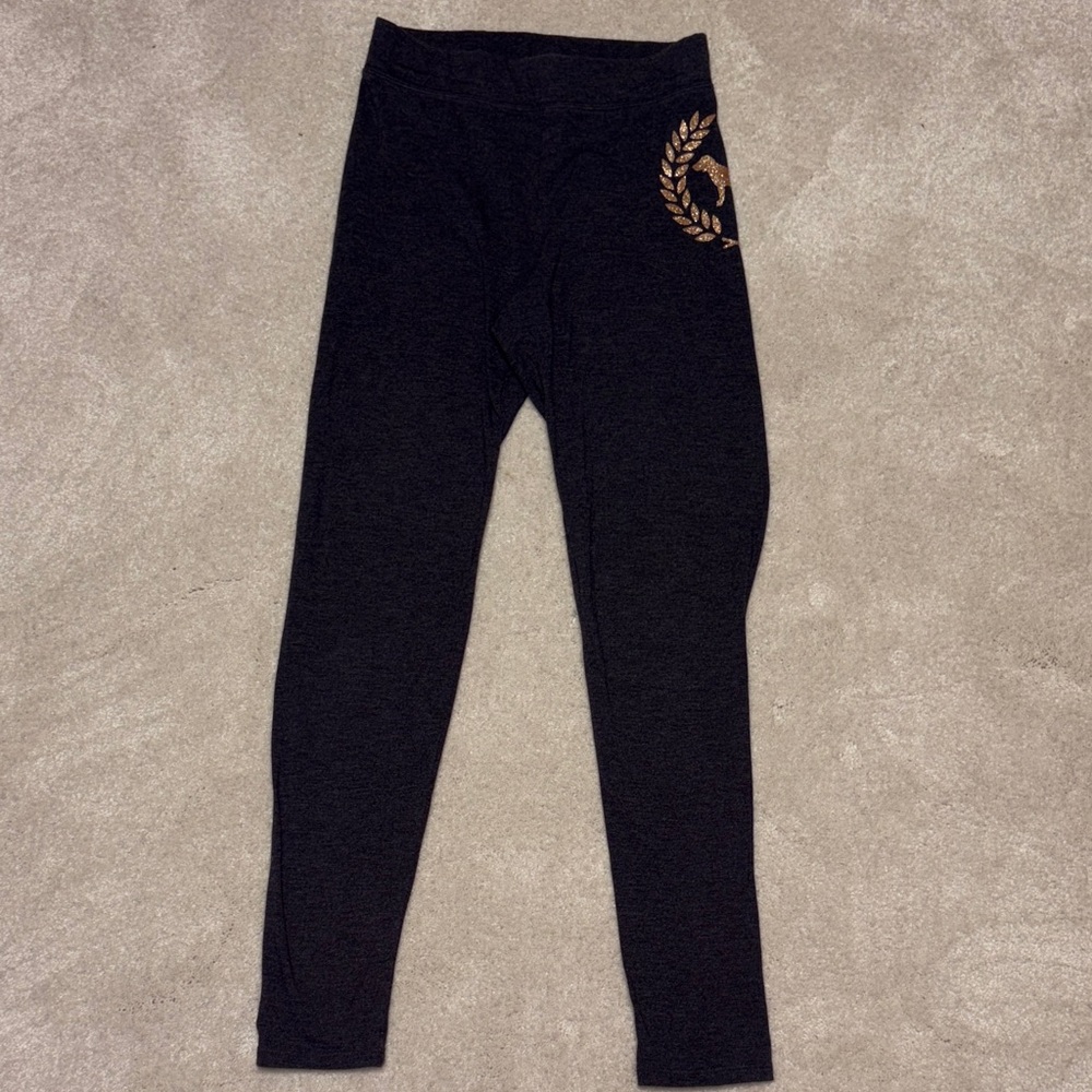 PINK Victoria's Secret Black Leggings with Gold Accent